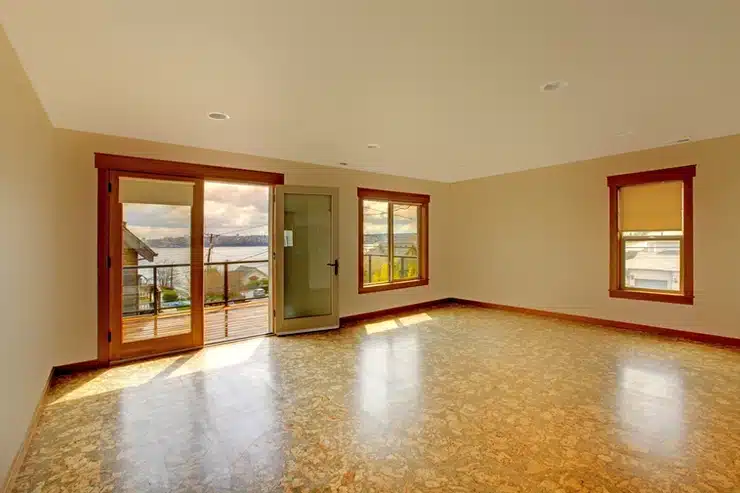 Cork flooring installed