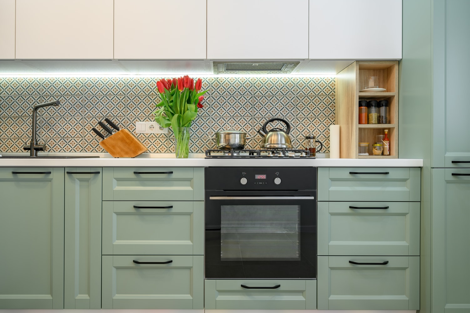 green kitchen cabinets 