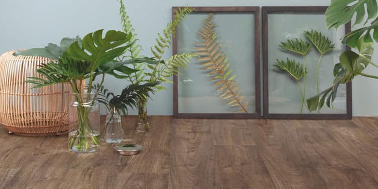 A table with plants in vases, set on Mannington Flooring.