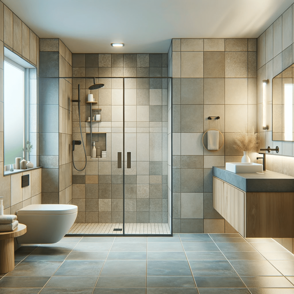 Transform your bathroom on a budget with tile floors and a shower.