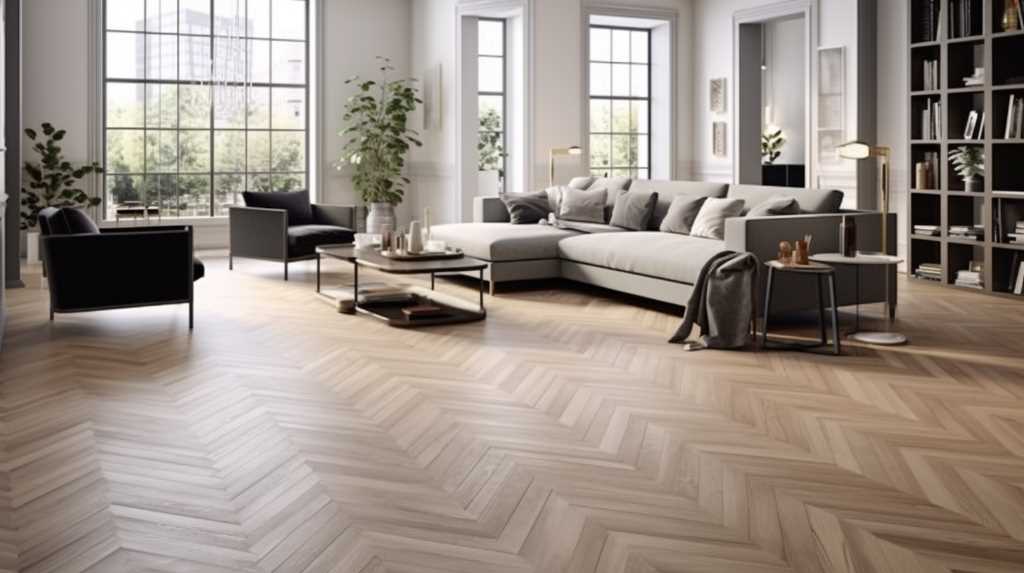 A living room with a wooden floor.