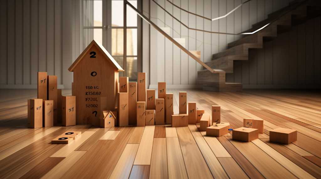 A house made of wooden blocks on a wooden floor.