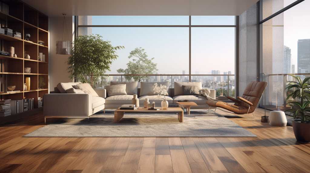 a living room filled with furniture and a large window