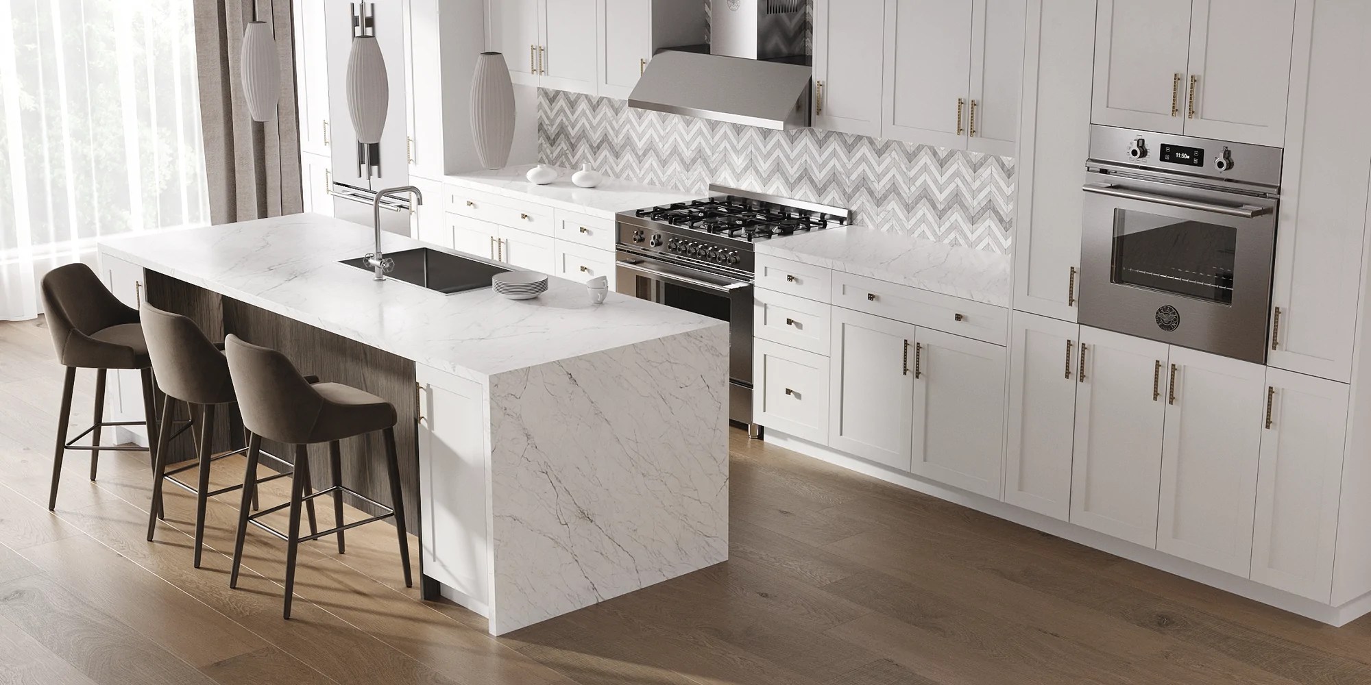 Warm white Bauformat shaker kitchen