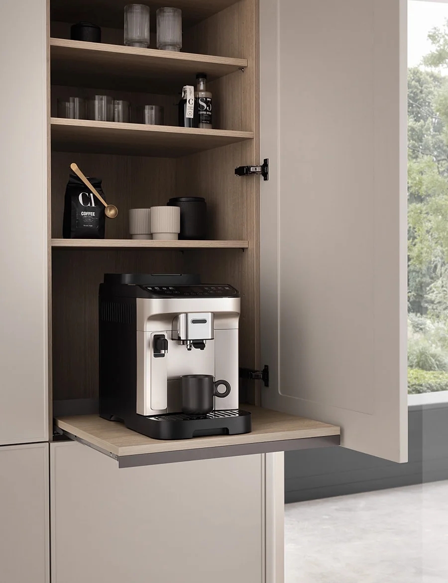 Precisely aligned Bauformat cabinet fronts in a Vancouver kitchen