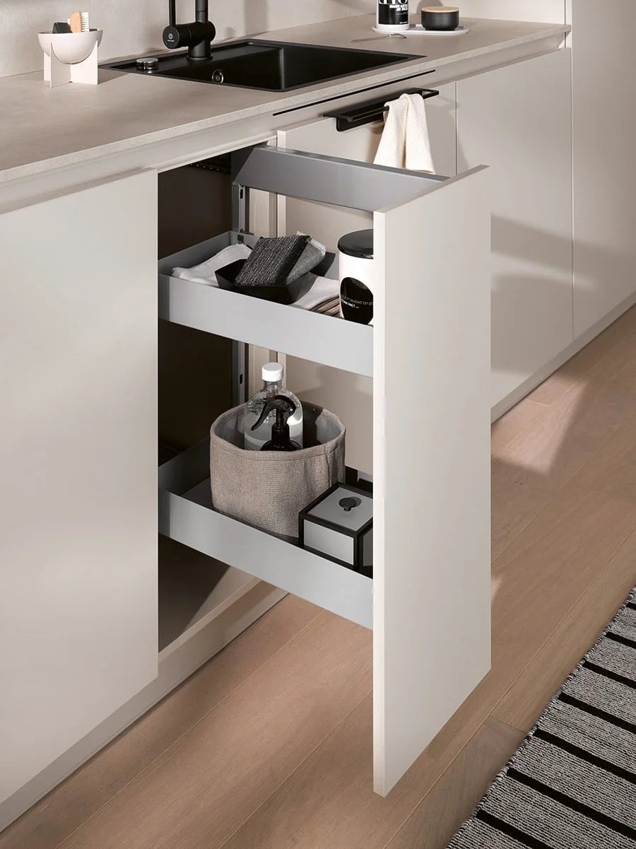 White and neutral Bauformat kitchen cabinets in a Vancouver home