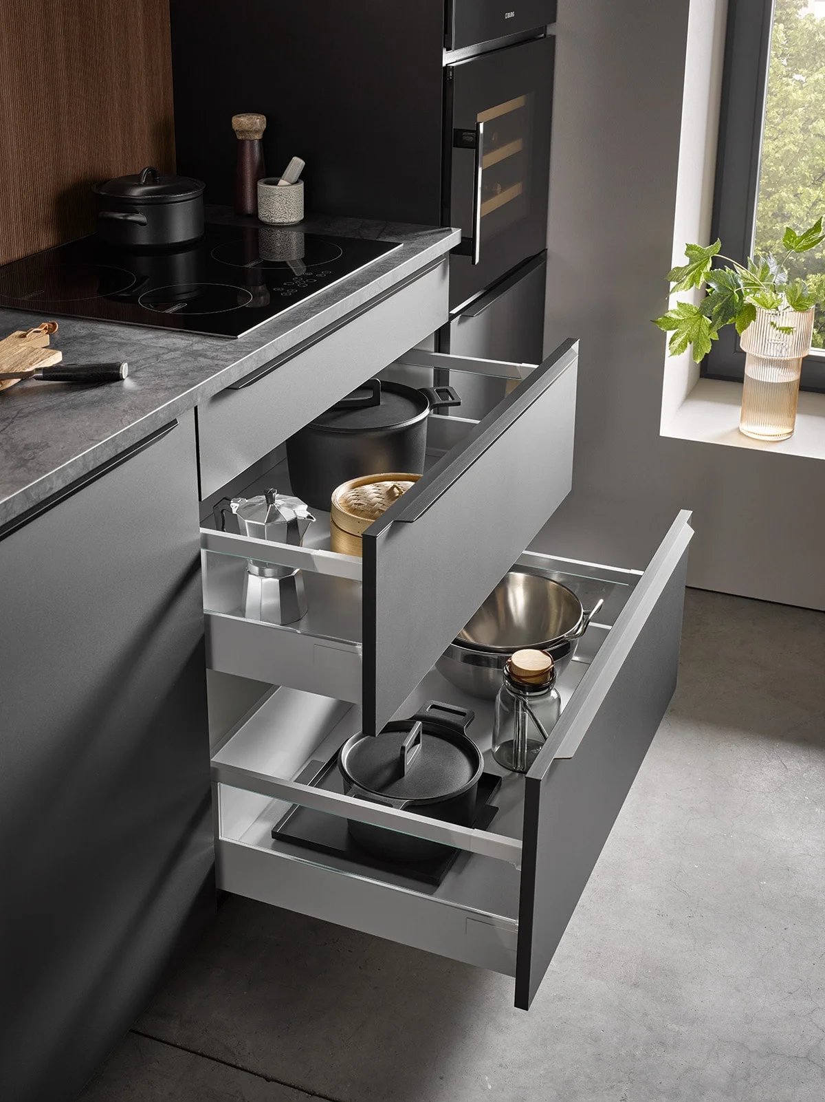 Matte flat-panel kitchen cabinetry in a Metro Vancouver kitchen