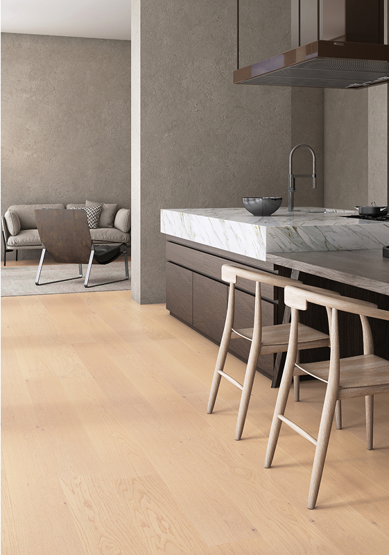 Torlys luxury vinyl plank in a bright modern kitchen