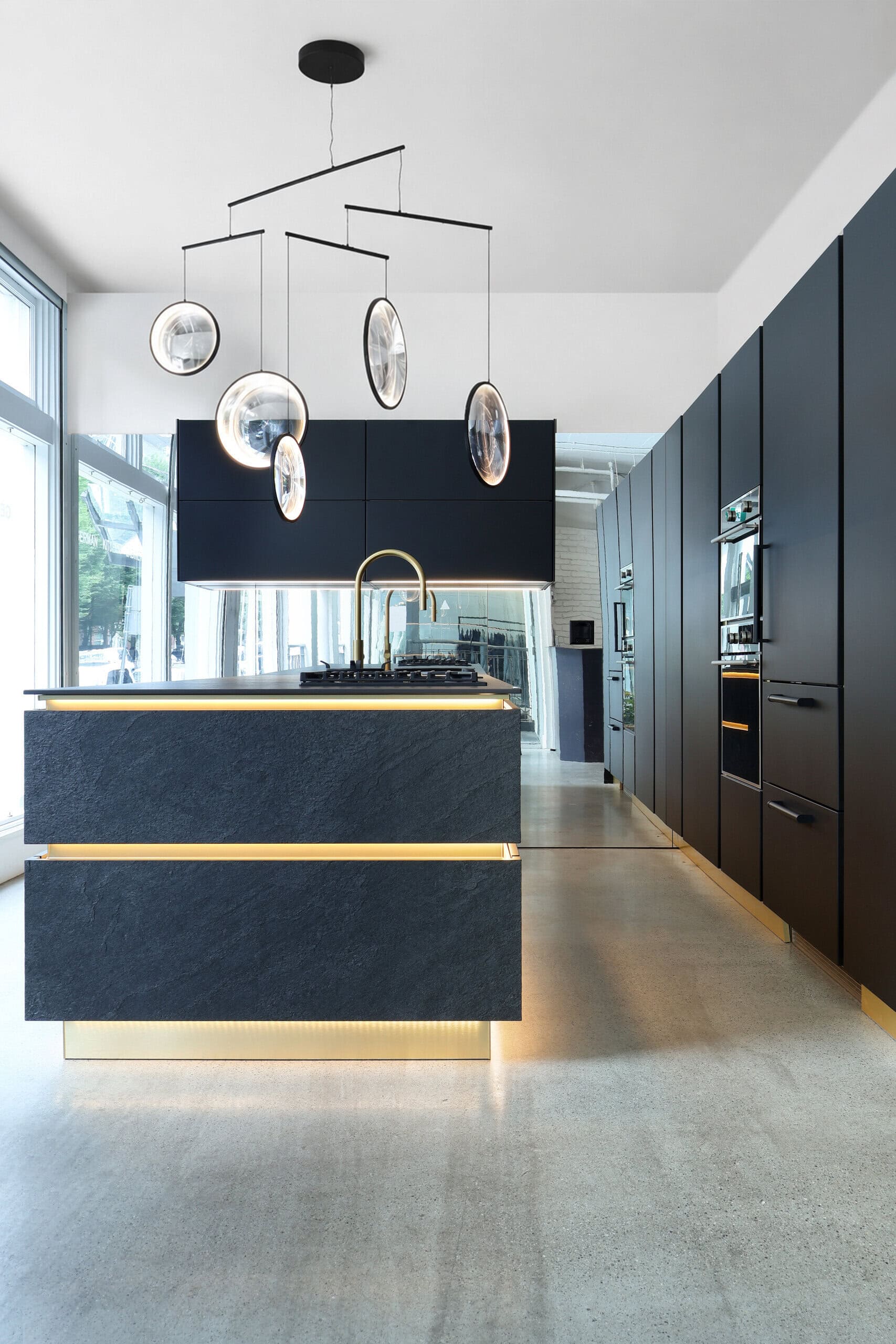 Canadian Home Style kitchen inspiration — matt black slate, brass warmth