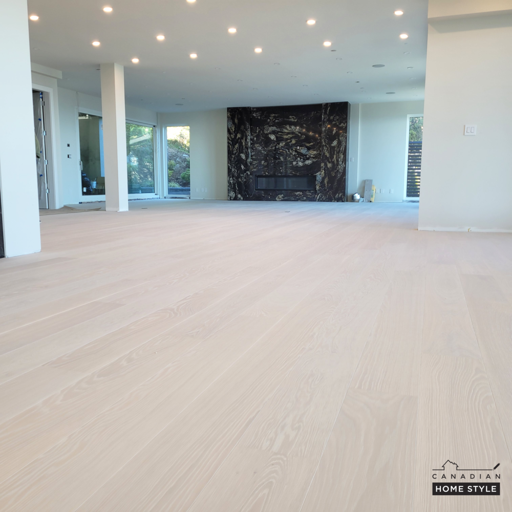 Wide plank hardwood flooring: Boen Hardwood Flooring job done by Canadian Home Style in West Vancouver