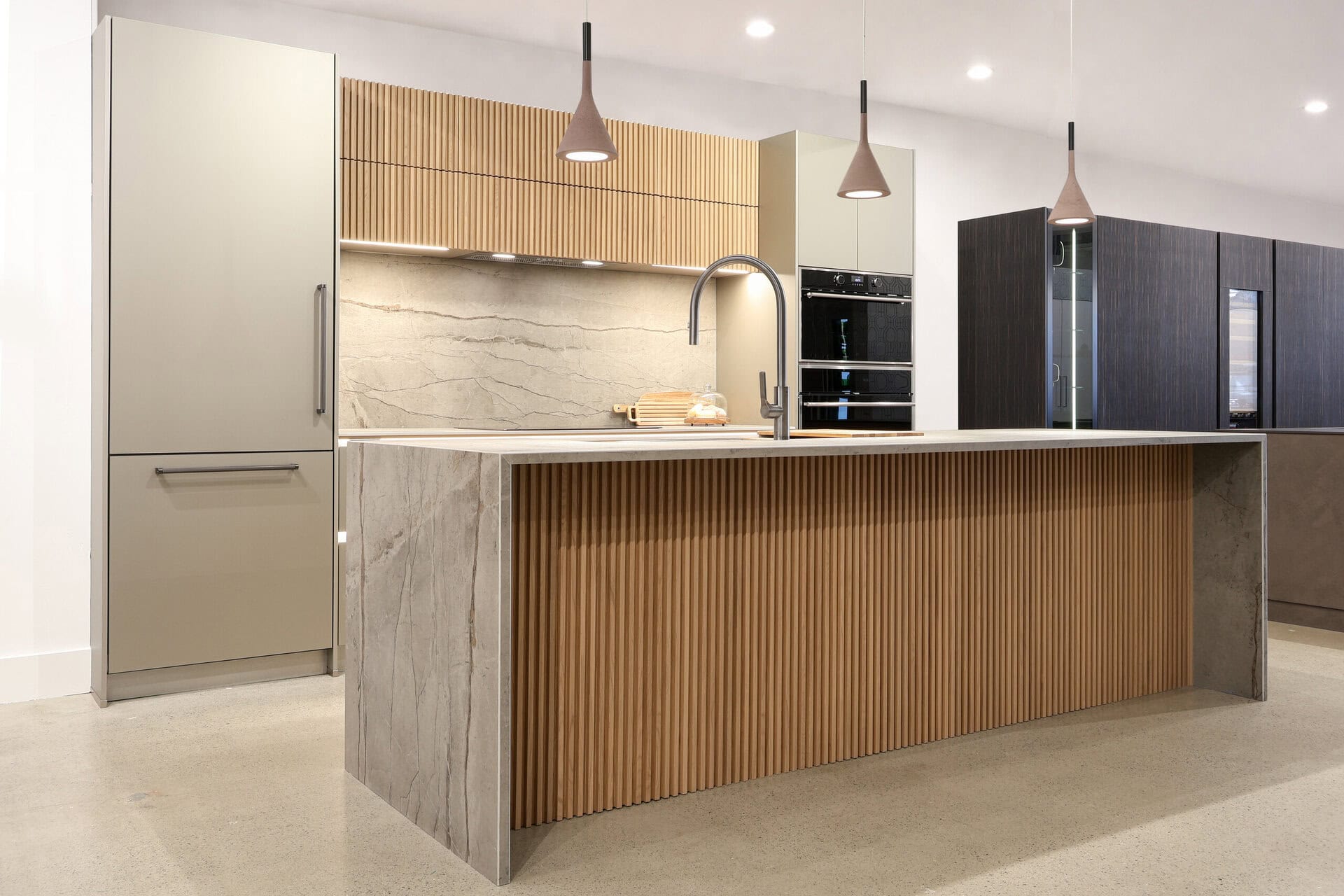 Canadian Home Style kitchen inspiration — fluted natural white oak island