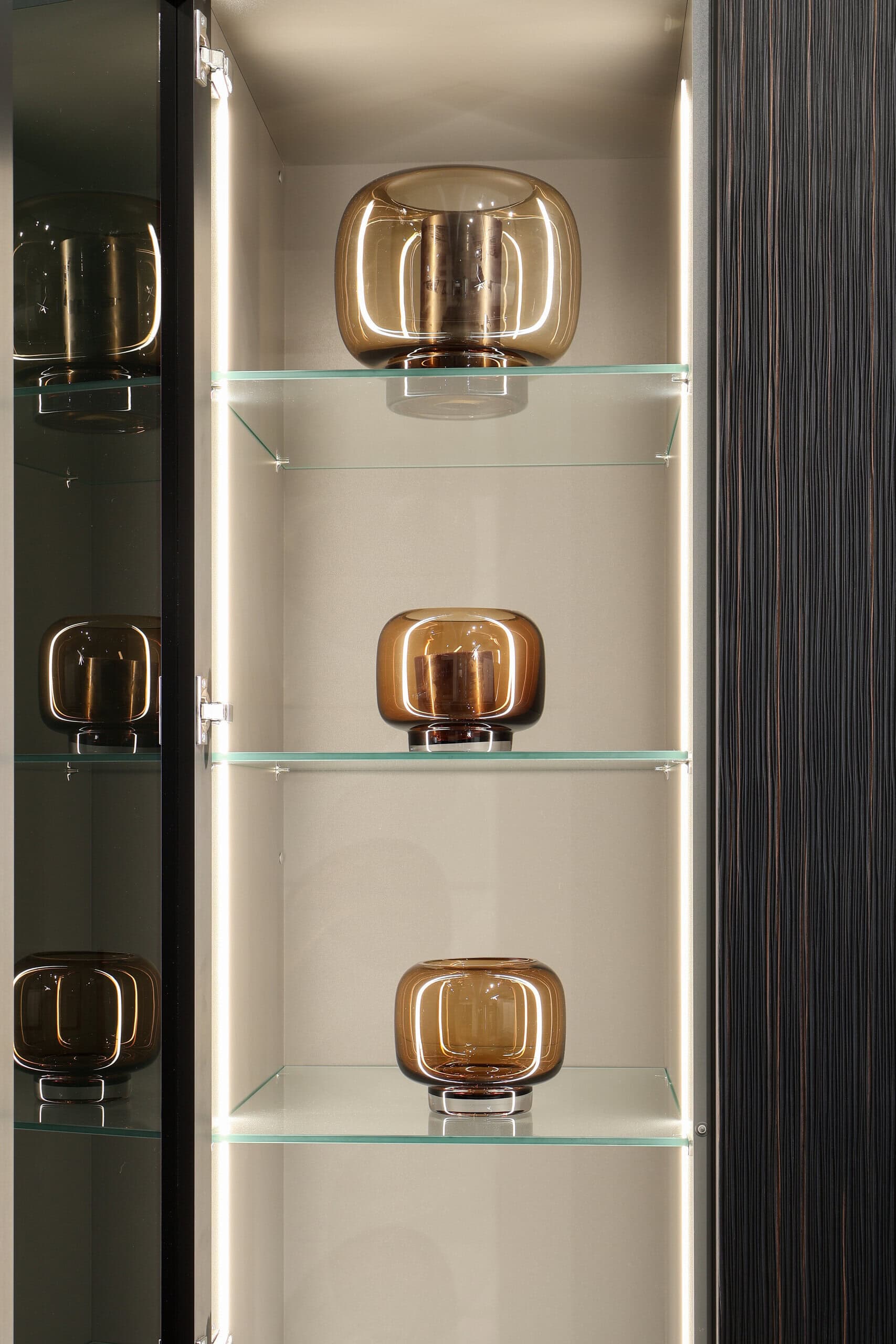 Canadian Home Style kitchen inspiration — lit glass display cabinet