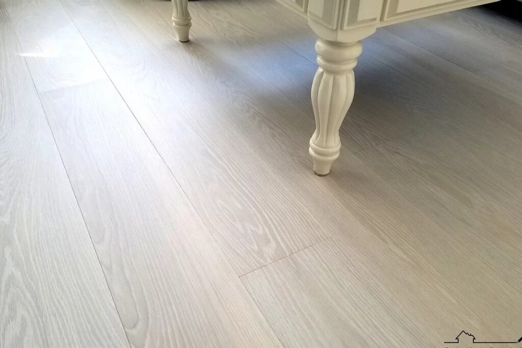 A white wooden floor in a Canadian home.