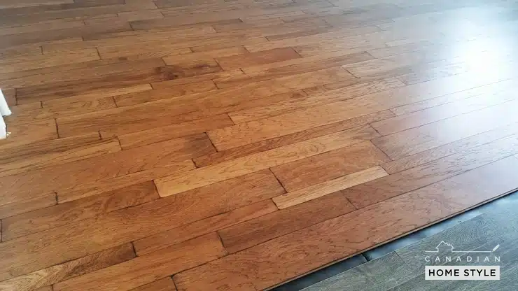 Engineered hardwood flooring being installed in Vancouver BC