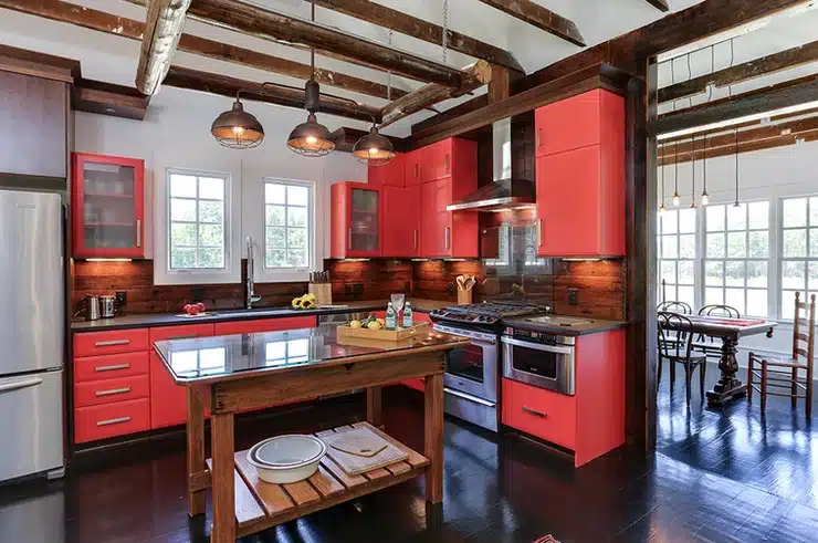 Bold colors in kitchen cabinet design