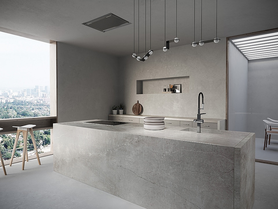 A Vancouver kitchen design with a view of the city.