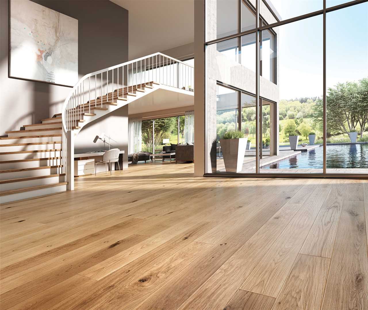 VAncouver hardwood flooring - Beautiful Wide white oak flooring in large house.