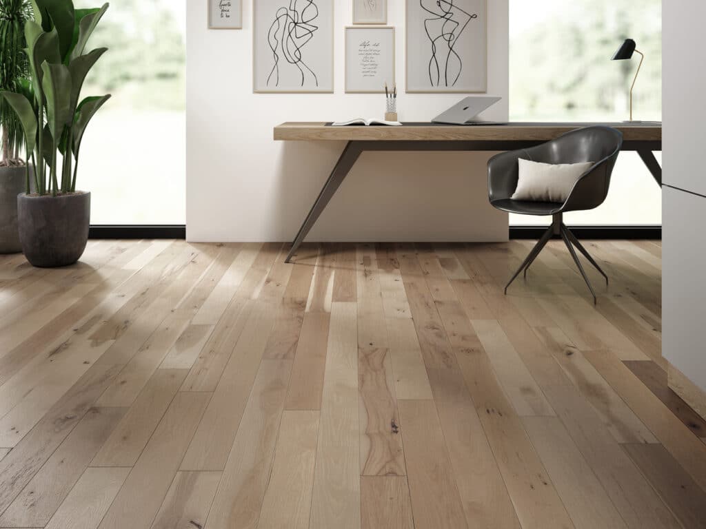 A Canadian Home style room with hardwood floors and a desk.