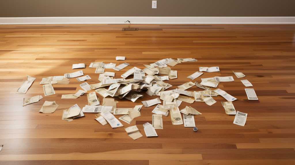 A pile of papers on the floor of a room.