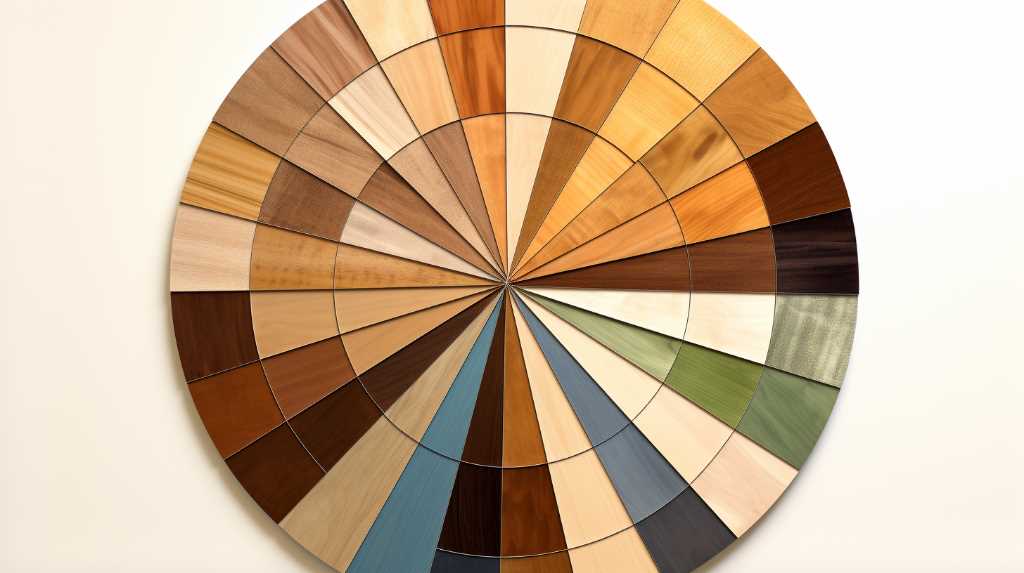 A wooden circle with a variety of colors on it.