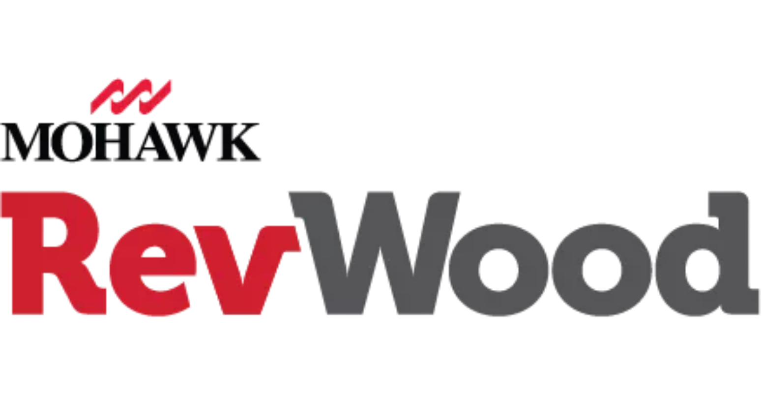 Logo displaying the word "Mohawk" above the larger text "RevWood," with "Rev" in red and "Wood" in gray.