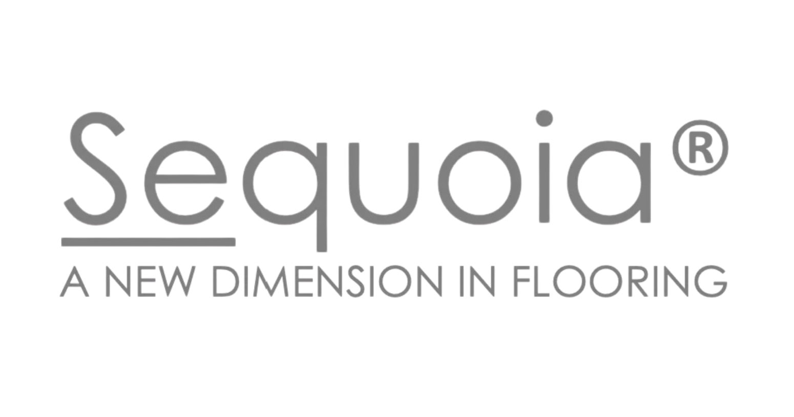 The image shows the Sequoia® logo with the tagline "A NEW DIMENSION IN FLOORING" in gray text on a transparent background.